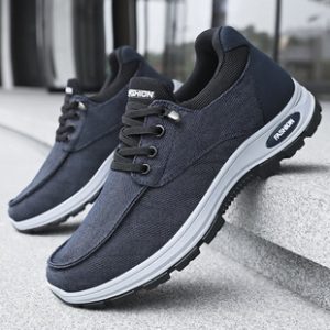 男鞋春款运动鞋透气健步单鞋软底舒适跑步鞋厚底鞋子男款浅口布鞋