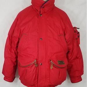 Brambilla red blue embroidered reversible down puffer coat juniors 14-16