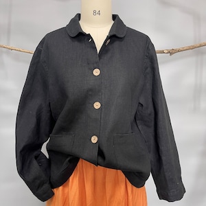 Heavy Linen jacket, Classic Linen Jacket, button down Linen Jacket, fall jacket women, thick linen jacket women, fall linen blazer,