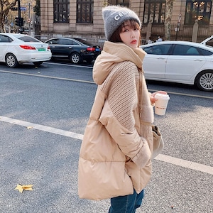 Stylish Goose Down Jacket| Marten Hair | Woman Fur Coat | Hooded Goose Down Coat | Puffer Mid-length Down Coat | Woman Leather Down Jacket