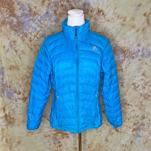 Women's Blue Down Puffer Jacket, Nylon Quilted Ski Jacket, Blue Down Jacket, Zeroxposur Women's Jacket, Lightweight Down Ski Jacket, Medium
