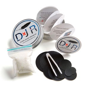 Self-Adhesive Down Jacket Repair Patches for Down Jackets or Sleeping Bags - Combined Expedition Kit-in-a-Tin Black