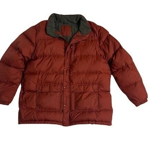 LL Bean Puffer Jacket Men's Coat Goose Down XXL Flat Pockets Adobe Orange