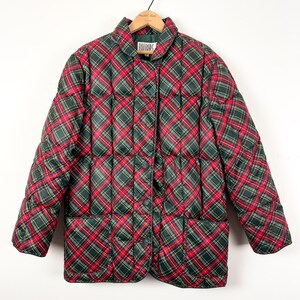 Vintage 1980s Plaid Down Puffer Jacket Bill Blass | medium