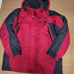 Mens Size L Down Puffer Jacket Windproof Waterproof Coat Red Grey Grade A