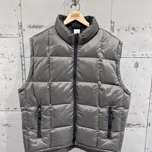 Vintage 90s Gap Down Puffer Reversible Utility Gorp Core Style Black and Grey Winter Outdoors Puffer Vest XL