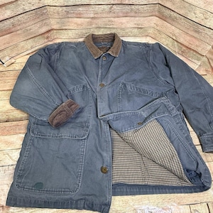 Vintage Eddie Bauer Chore Jacket Mens L Green Down Removable Liner Barn Coat