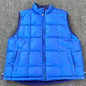 L.L. Bean VTG Goose Down Puffer Vest Quilted Blue Reversible Outdoors Gorpcore Mens XL