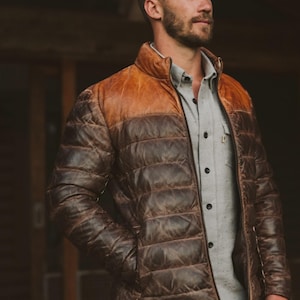 Bridger Leather Down Jacket Men Puffer Jacket