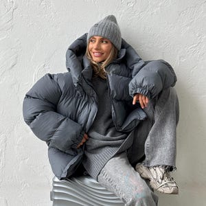 Puffer Jacket. Women’s Oversized Transformer  – Waterproof Coat with Zip Sleeves  | Eco Down Warm Outerwear