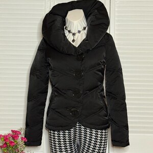 Soia&Kyo Jacket/Short Black Puffer Jacket /Women Black Down Filled Jacket/Quilted Down Jacket/Women Vintage Winter Jacket/High Collar Jacket