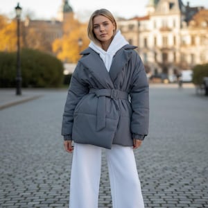 Women's Belted Puffer Jacket, Winter Long Sleeve Coat, Warm Quilted Outerwear, Oversized Down Parka, Thick Fashion Winter Jacket