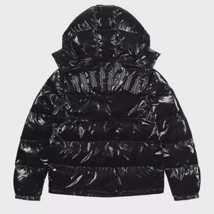 New Men's Trapstar Irongate Detachable Hooded Puffer Jacket Shiny Black Streetwear Outfit