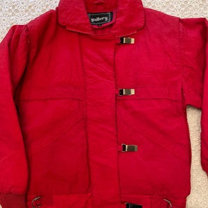 1990’s Rare  Red  Down Winter Puffer Jacket With Fireman Clasps By Gallery