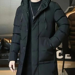 Unisex Long Hooded Puffer Coat, Warm Winter Outerwear