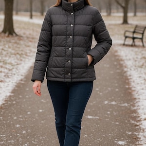 Gallery Puffer Jacket Womens Size Medium VTG 80s Duck Down Parka Brown