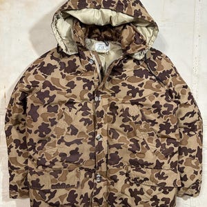 Vintage 1970s Orvis Camo Goose Down  Jacket Mens Size Medium Distressed
