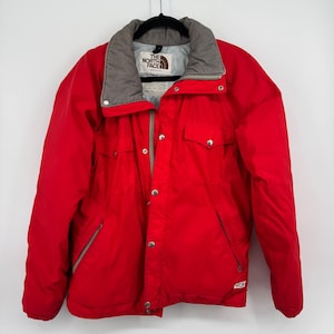 VTG 70's The North Face Brown Label Red Down Puffer Parka Jacket Mens L Made USA