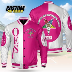 Customize Order of the Eastern Star OES Pentagon Down AF&AM Baseball Jacket Shirt BJ4