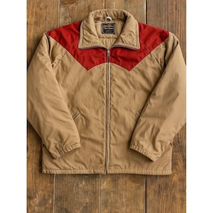 Vintage 1970s Eddie Bauer Goose Down Parka – Tan with Orange Western Accents