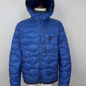 Blauer Mens blue Down Jacket hooded puffer quilt JKT FGF Industry outdoor Gorpcore style size 2XL
