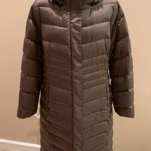 Vintage Lands End Down Puffer Full Length Coat Brown