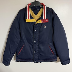 Vintage 2001 Tommy Hilfiger Down Ski Snow Winter Jacket Mens Size Large Navy