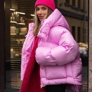Oversized Women’s Winter Puffer Coat with Large Pockets and Hood — Warm Eco Down Jacket, Waterproof Fabric.Outerwear for Women