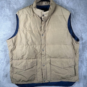 Vintage Woolrich Goose Down Puffer Vest Men's XL USA Snap Jacket Tan, Vintage Woolrich Vest, Vintage Goose Down Puffer Vest