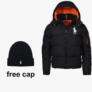 Polo Ralph Lauren Men’s Black White Big Pony Hooded Down Puffer Jacket Coat NWT – Heavy Winter Warm Puffer Jacket for Men