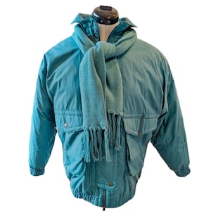VTG 90s FOG London Fog Teal Puffer Ski Jacket w/Removable  Down Lining, Size S