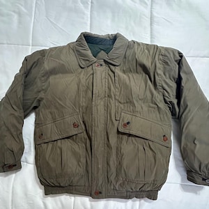 Vintage 90’s Presswick & Moore Olive Green Down Filled Bomber Jacket size L