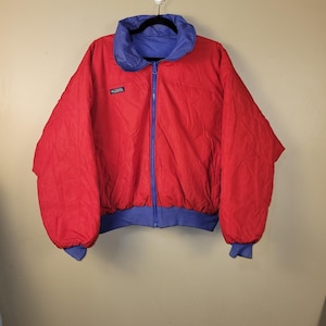 Vintage Columbia Jacket Mens XL Red Down Reversible Zip Bomber Ski Retro 90s