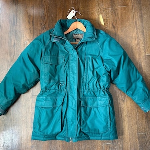 Vintage 90s Eddie Bauer Teal Polar Parka SNOWLINE Down Parka Jacket Size Small