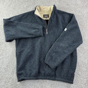 Straight Down Mens M 1/4 Zip Jacket Charcoal Gray USA Made Warm Winter Vintage