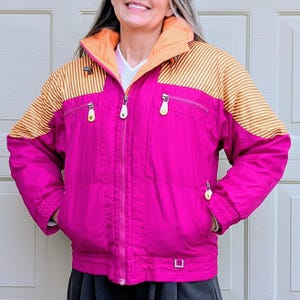1980's NEON SKI JACKET down puffer coat 80's S