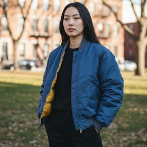 Vintage Eddie Bauer Goose Down Bomber Jacket | Men's Large, USA Made Blue Puffer Coat