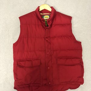 Cabela's Premier Northern Goose Down Puffer Vest Jacket Red Men's Large Full Zip & Button