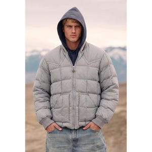 Vtg Walls Blizzard Pruf Puffer Jacket Mens Small Grey  Down Quilted Gorpcore