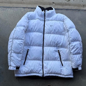 VTG Y2K Nike White down puffer jacket winter swoosh size XL
