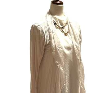 Linen Silk Collection:  Stroller Length Duster Jacket With Frayed Edges (3 Colors)