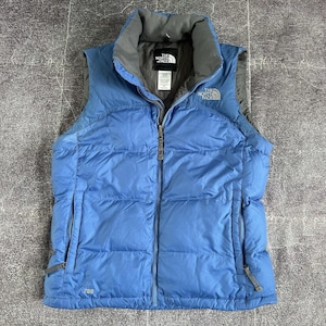 Women's Vintage Y2K The North Face 700 Down Nuptse Blue Puffer Vest Jacket Sz M